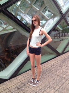 In front of the PRADA store