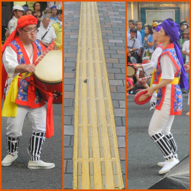 Eisa Matsura Festival participants and the Braille pathways I keep tripping over ;-)
